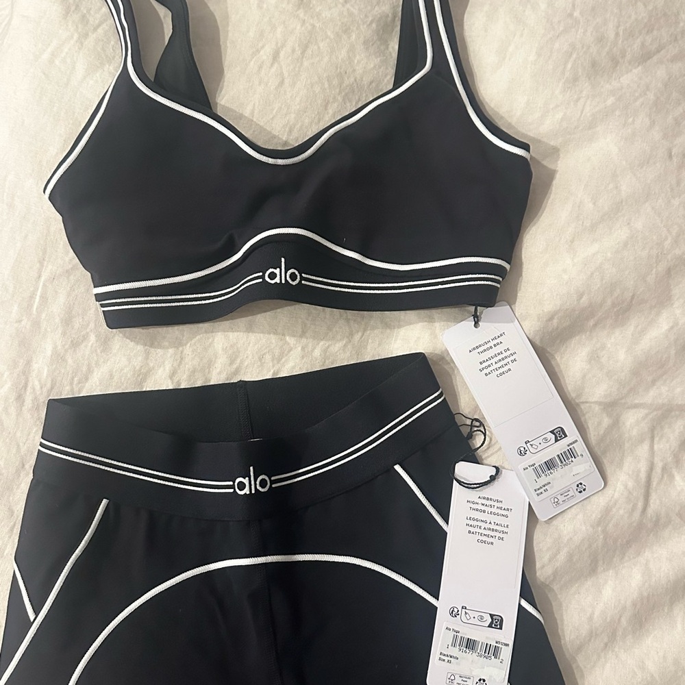 ALO Yoga Black and White Sports Bra Intimates